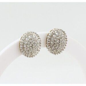 10k Yellow Gold 1 Carat Diamond Cluster Earrings Large Sparkly Studs 5/8" x 1/2"